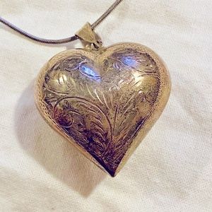 Silver 3D Heart Necklace & Earrings